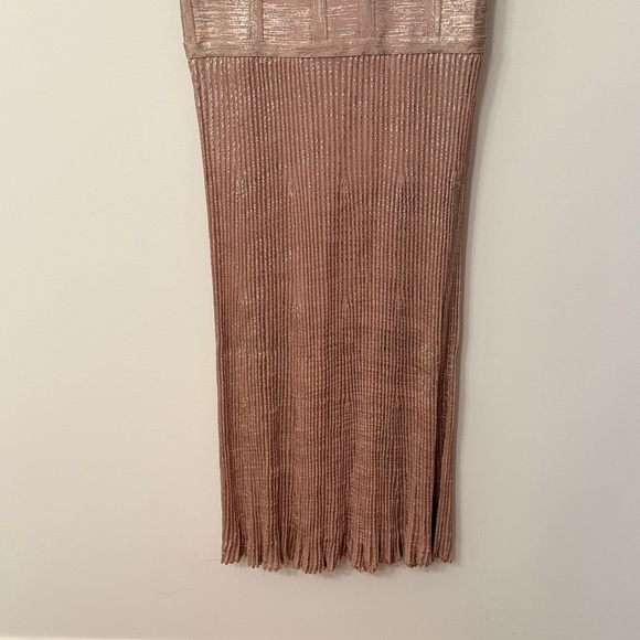 Herve Leger Zhenya Rose Gold Blush Bandage Gown - Picture 5 of 7
